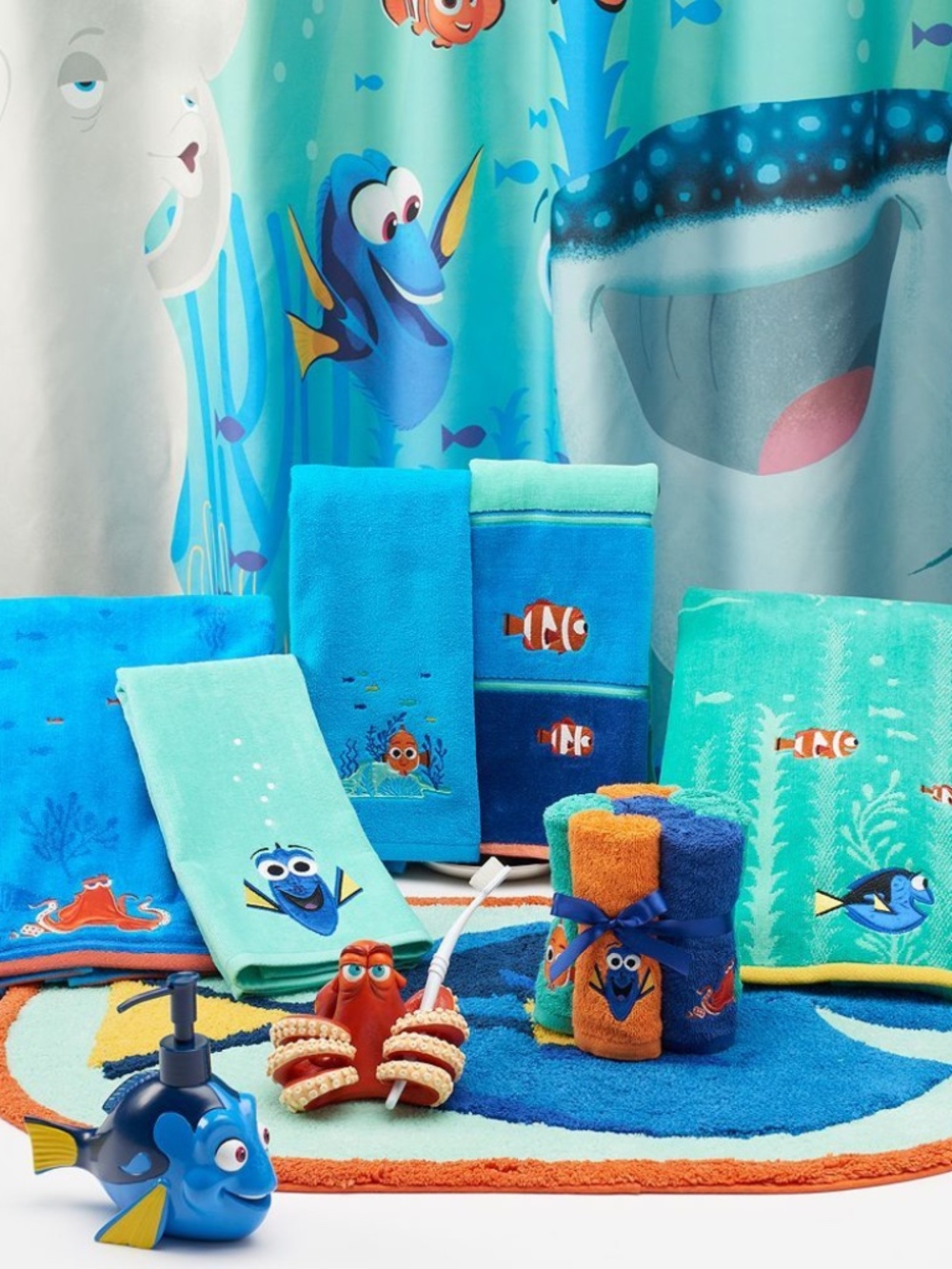 Disney Pixar Finding Dory Shower Curtain Jumping Beans Polyester 70" x 72" NWOT